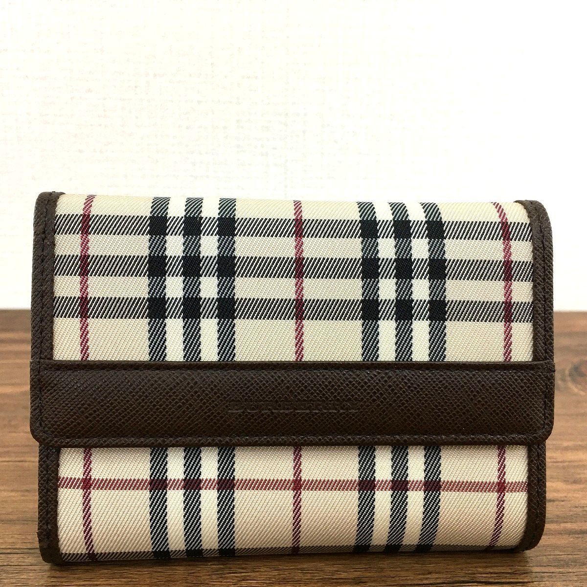美品 BURBERRY 三つ折り財布 バーバリーチェック ベージュ 360 - メルカリ