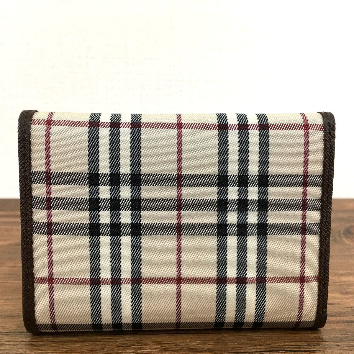 美品 BURBERRY 三つ折り財布 バーバリーチェック ベージュ 360 - メルカリ