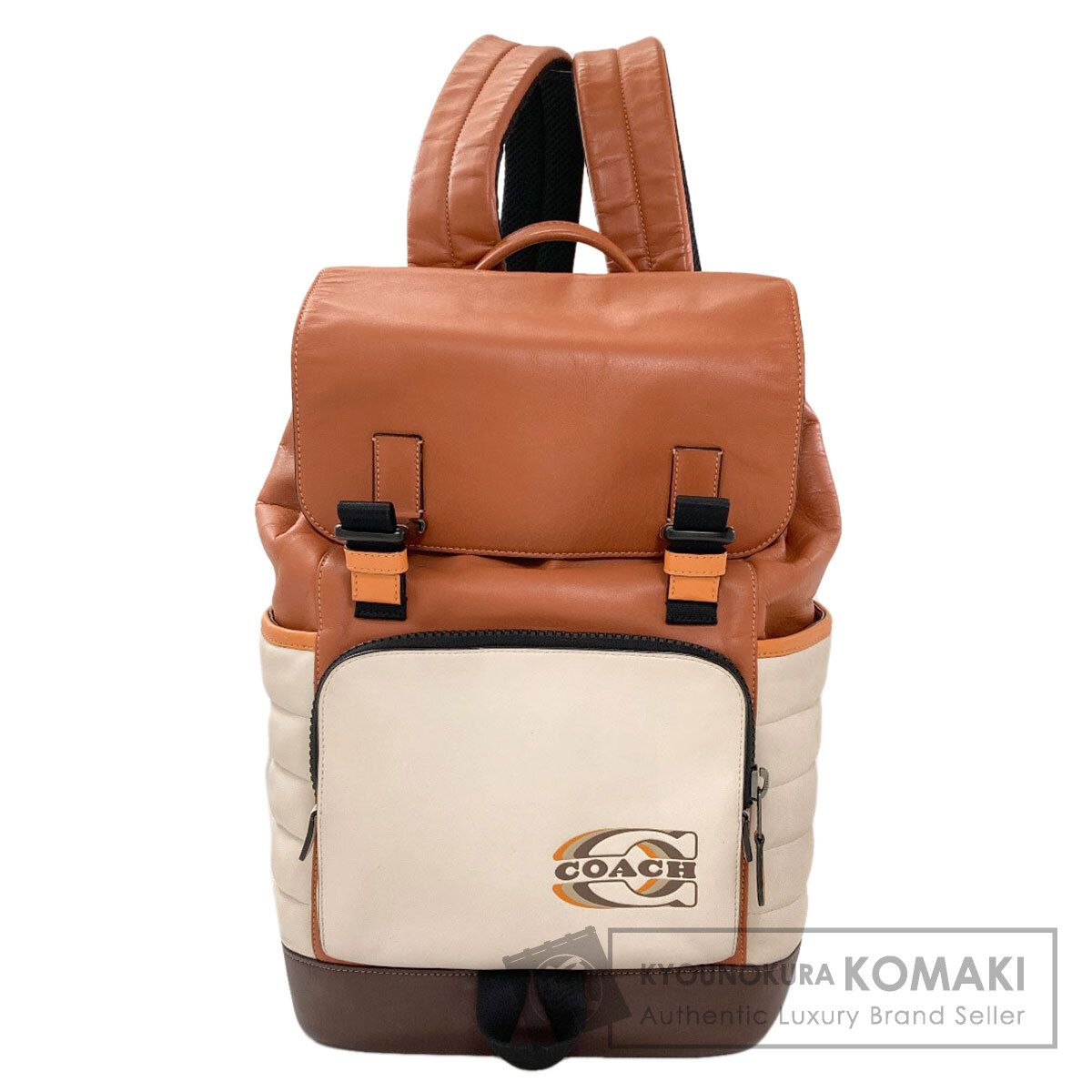 COACH コーチ CE542 トラック バックパック・キルティング アンド コーチ スタンプ リュック・デイパック レザー メンズ [中古] COACH コーチ CE542 トラック バックパック・キルティング アンド