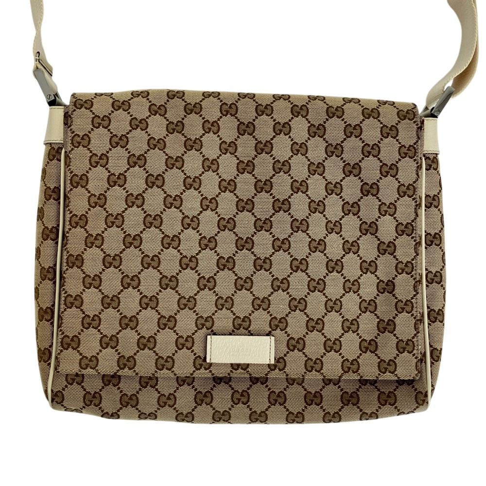 美品 GUCCI グッチ GGキャンバス メッセンジャーバッグ ショルダー