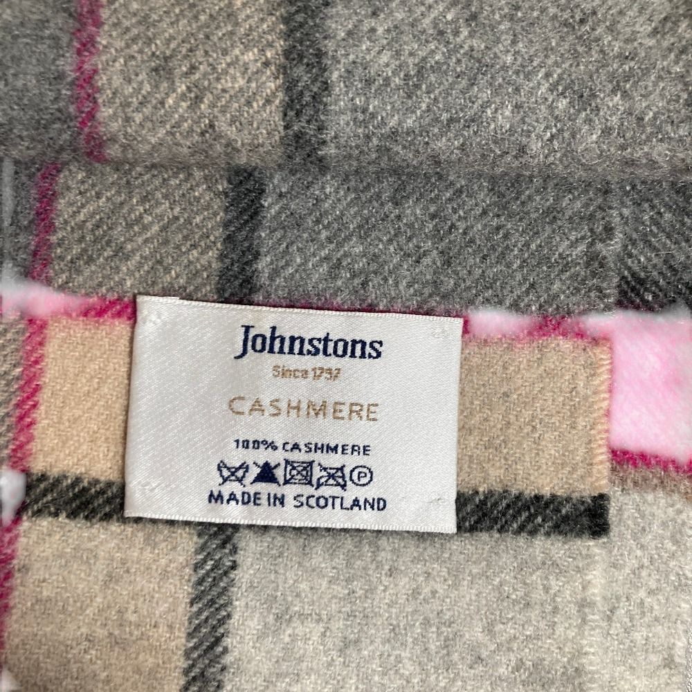美品 johnstons ジョンストンズ チェック柄 カシミヤ100