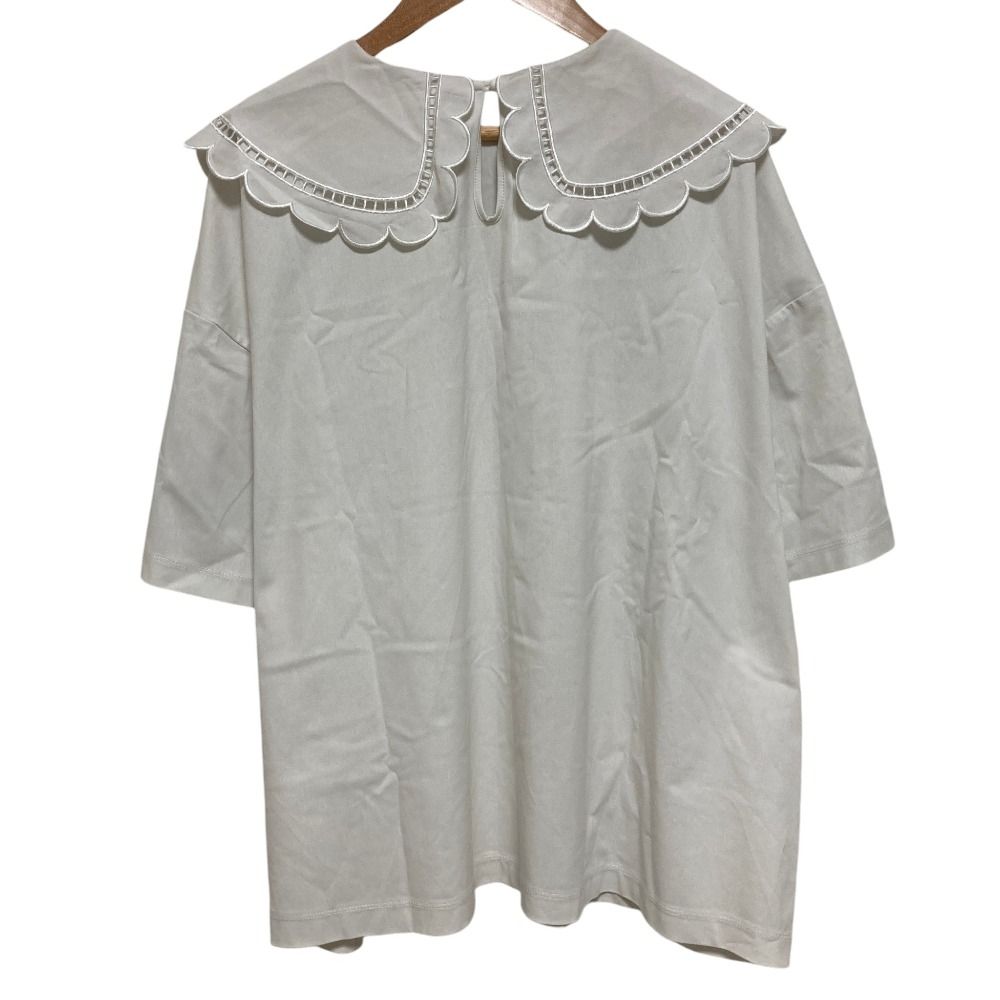 美品 yori ヨリ スカラップカラーカットソー サイズF ホワイト