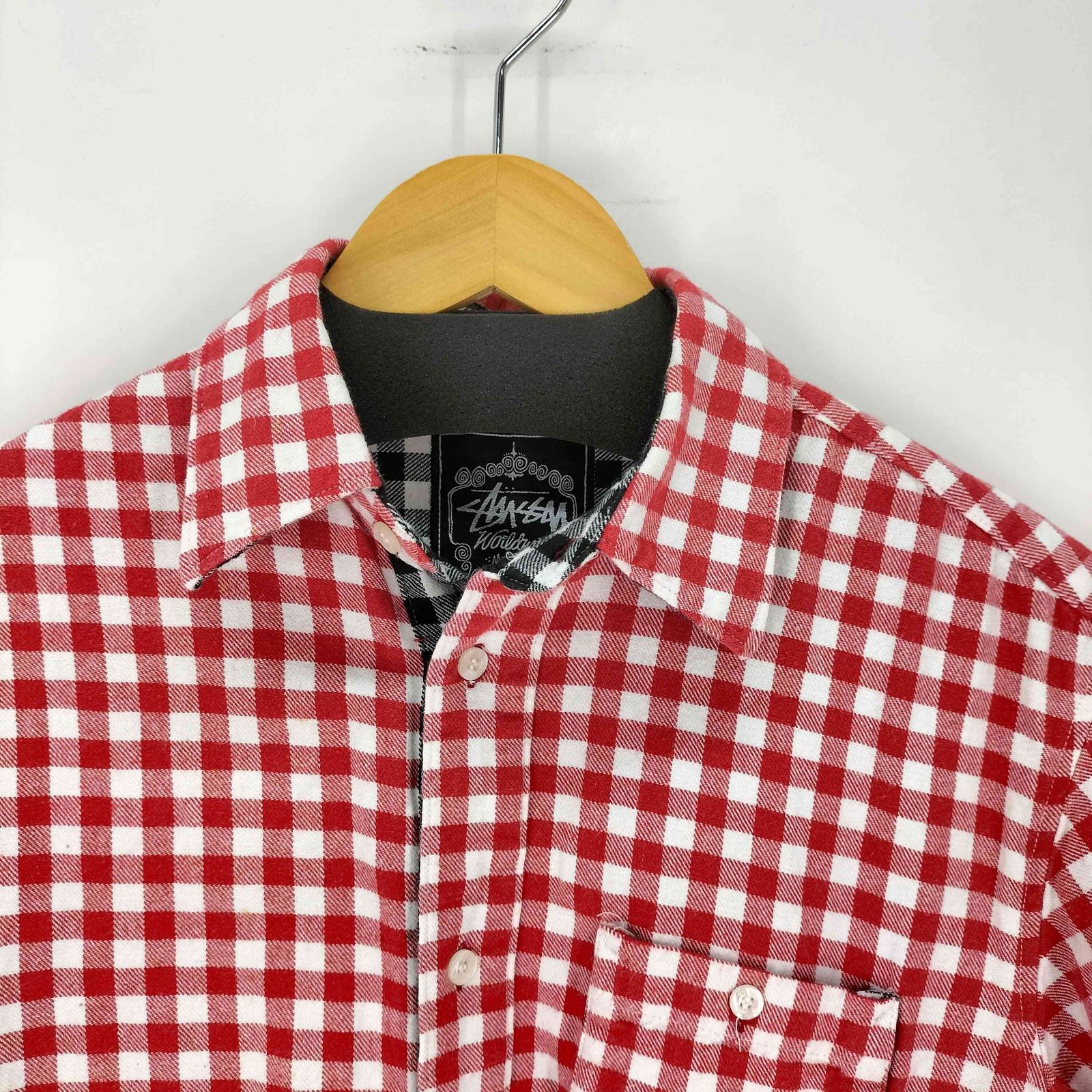 ステューシー Stussy ギンガムチェック フランネル 半袖シャツ メンズ