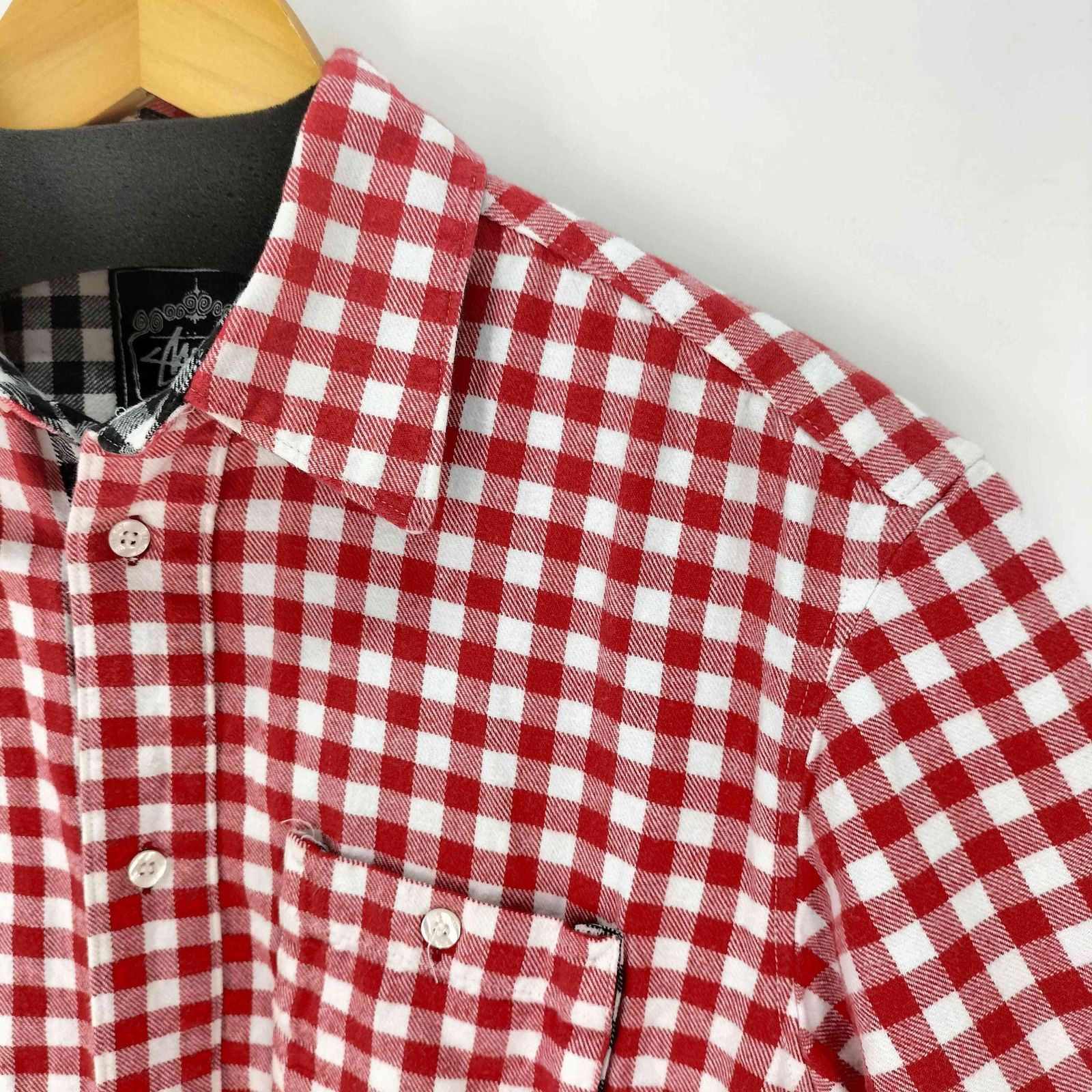 ステューシー Stussy ギンガムチェック フランネル 半袖シャツ メンズ