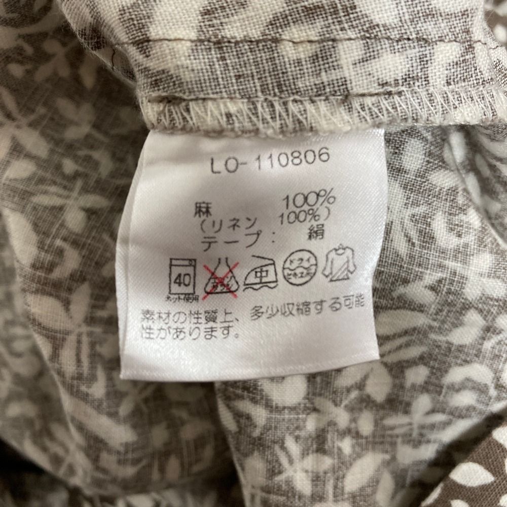 美品 LISETTE リゼッタ 総柄 ノースリーブ リネンワンピース LO-110806
