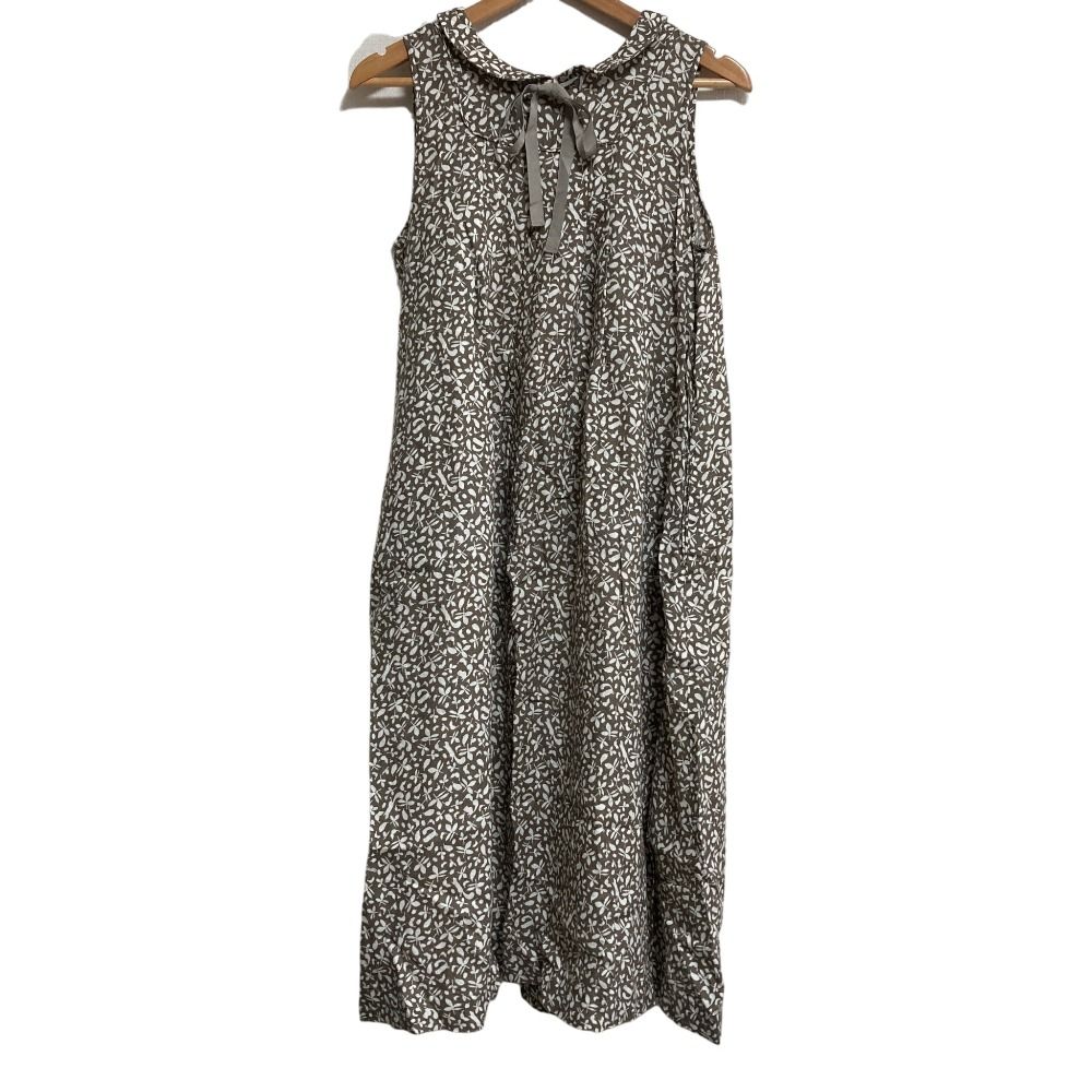 美品◆リゼッタ　ノースリーブ　リネン　ワンピース 美品 LISETTE リゼッタ 総柄 ノースリーブ リネンワンピース LO-110806