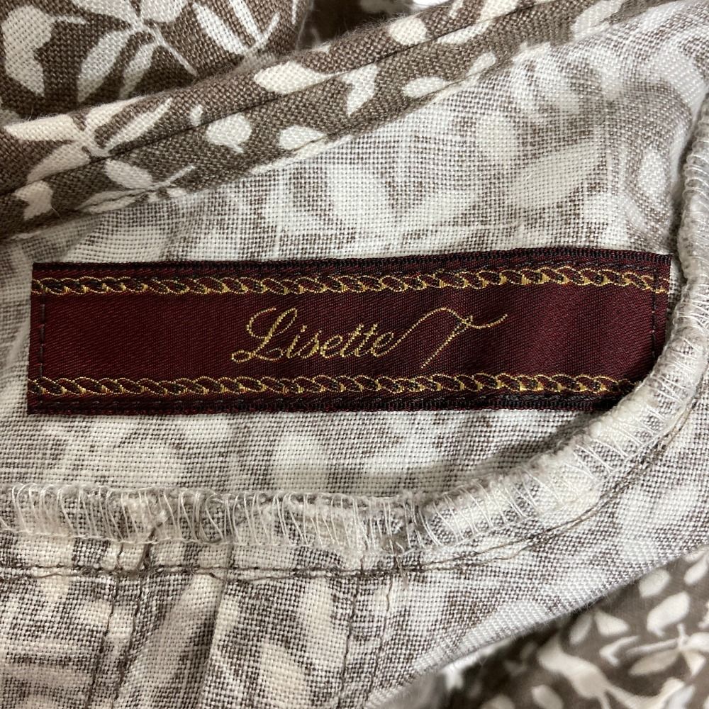 美品 LISETTE リゼッタ 総柄 ノースリーブ リネンワンピース LO-110806