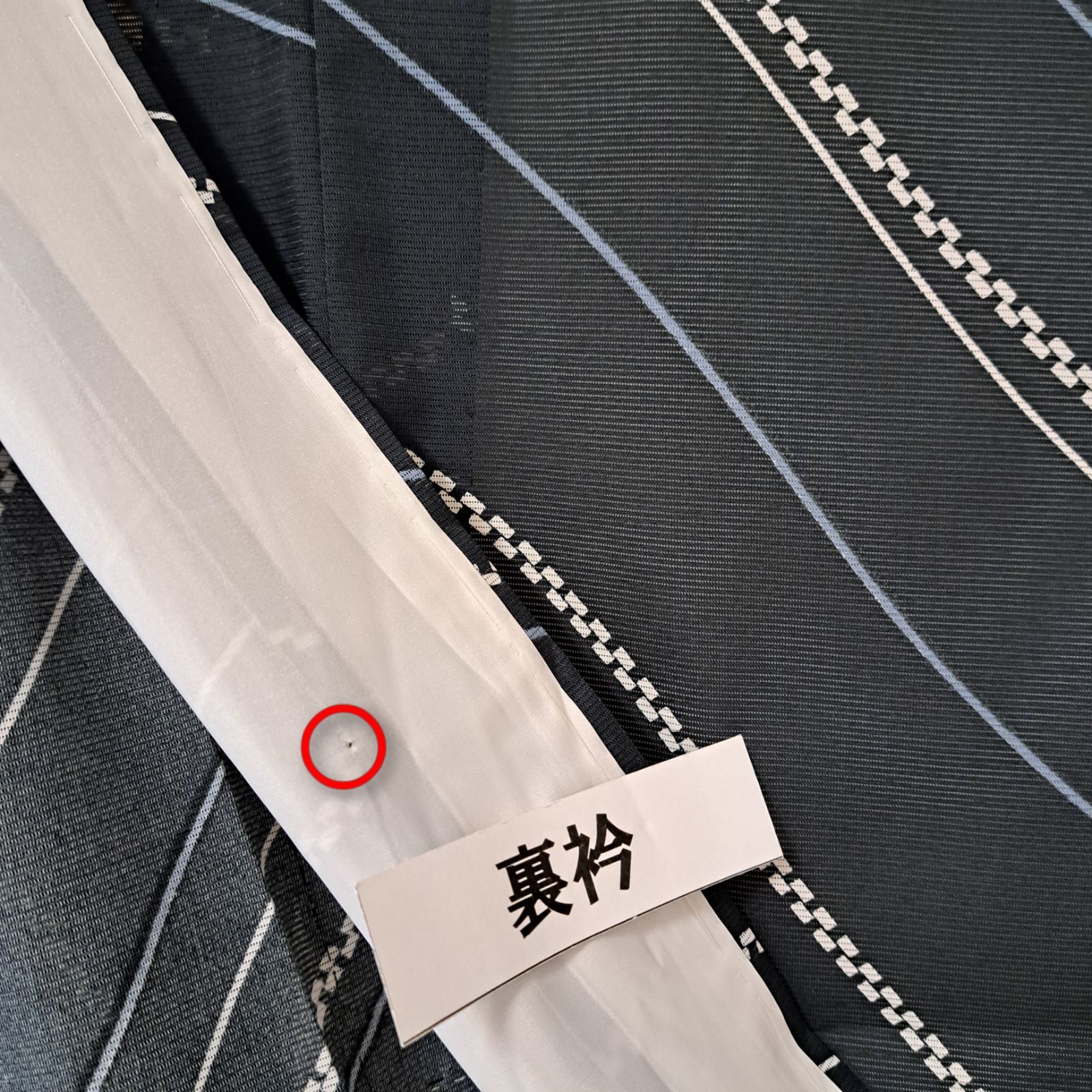 洗える夏着物・絽・小紋】うそつき袖付き 黒 斜めライン 化繊 ろ03M01a