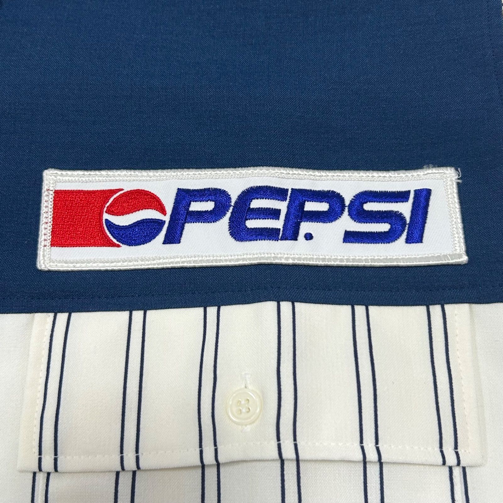 希少 PEPSI ペプシ ストライプ 企業ロゴ半袖シャツ L