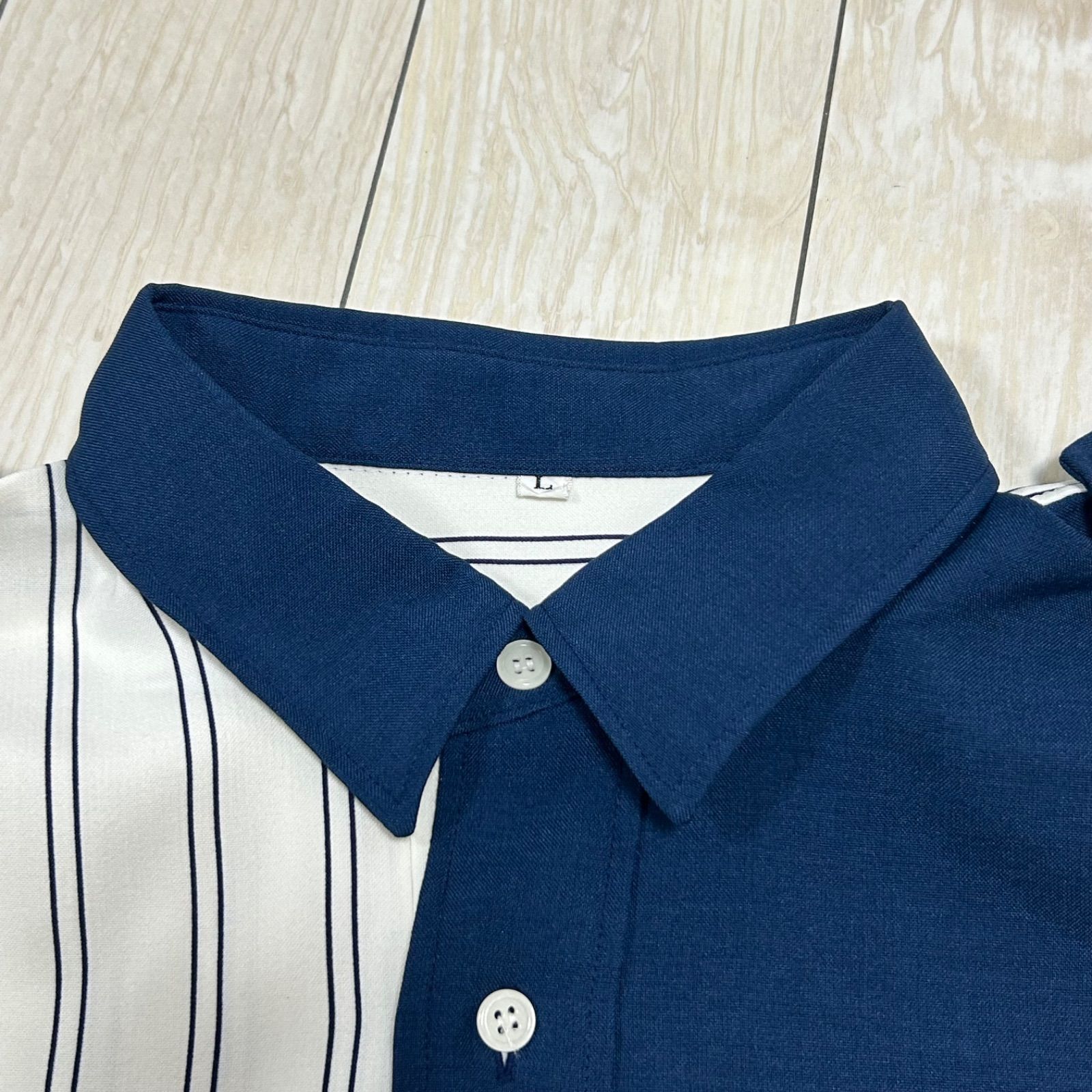 希少 PEPSI ペプシ ストライプ 企業ロゴ半袖シャツ L