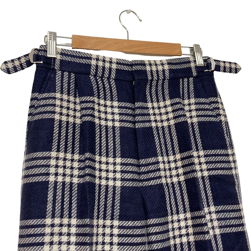 Drawer ドゥロワー パンツ チェック スラックスパンツ 美品 DRAWER ドゥロワー コットンリネン チェック ワイドスラックス
