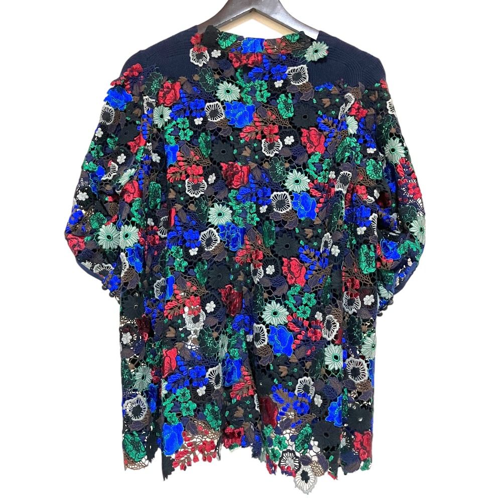 美品 Sacai サカイ フラワーレース ドッキング ニット 17-03499 サイズ