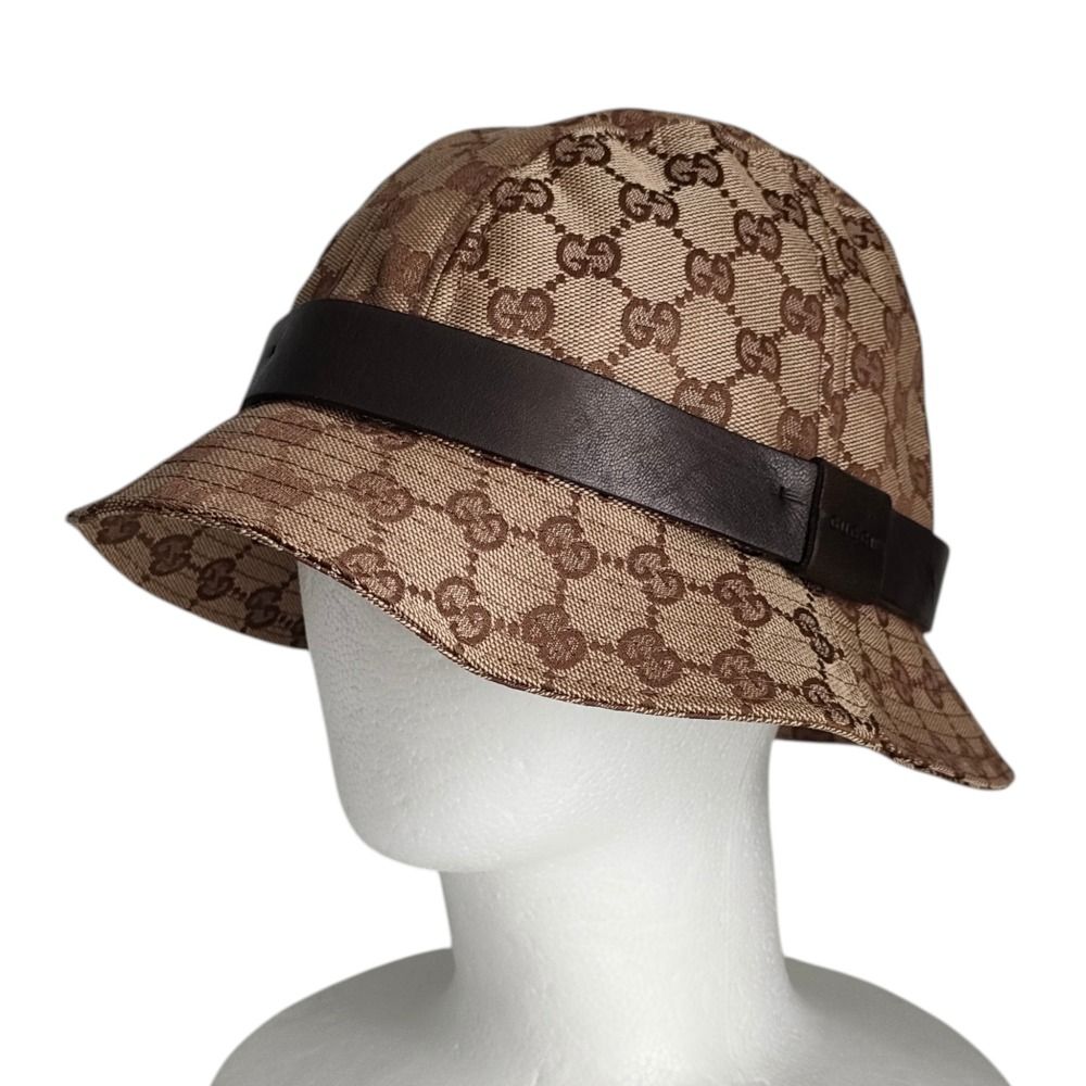 美品 GUCCI グッチ GG柄 キャンバス バケットハット 帽子 030367 L