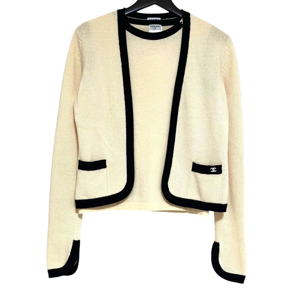 02A CHANEL シャネル バイカラー カシミヤ アンサンブルニット ツイン