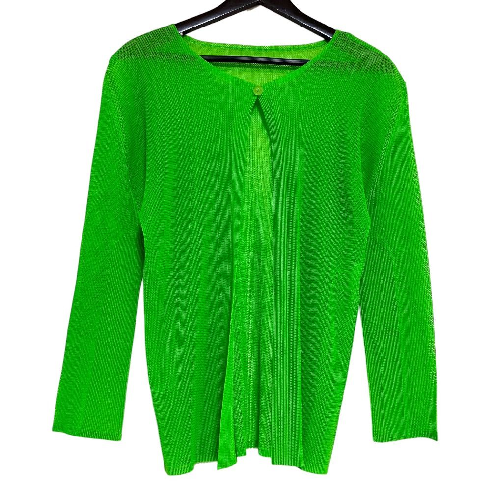 プリーツプリーズ　メッシュ長袖カーディガン 美品 PLEATS PLEASE ISSEY MIYAKE プリーツプリーズ イッセイミヤケ