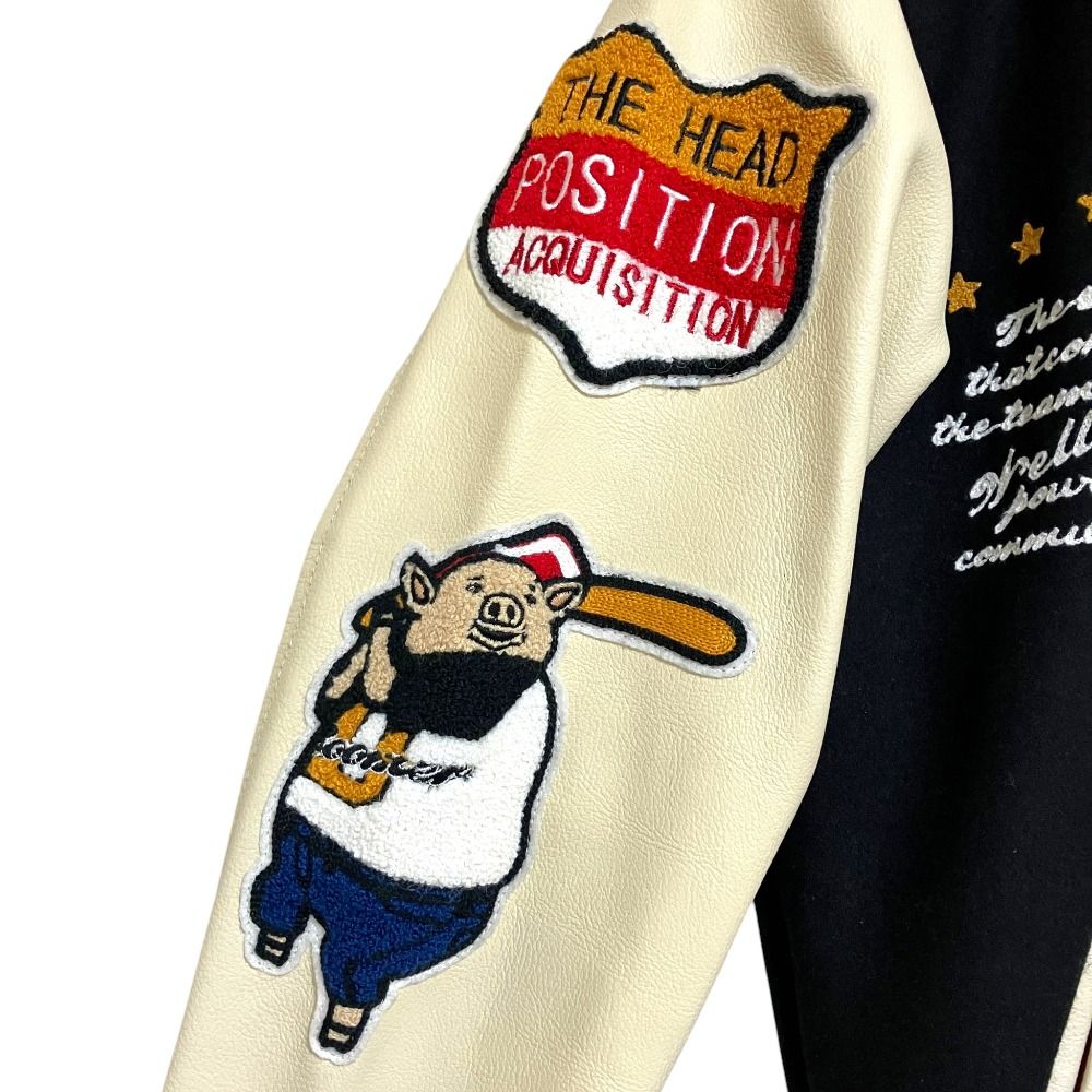 美品 STUDIO D'ARTISAN ステュディオダルチザン 30th anniversary メルトンウール レザーヨーク スタジャン XS ブラック アイボリー メンズ 古着 中古 USED 美品 STUDIO D'ARTISAN ステュディオダルチザン 30th anniversary