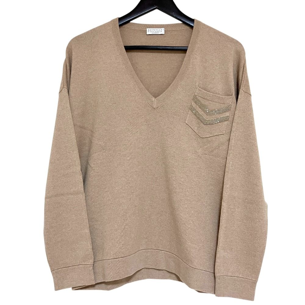 Q613 美品 L ブルネロクチネリ カシミヤ イタリア 春 ニット レディース 美品 BRUNELLO CUCINELLI ブルネロクチネリ カシミヤ ニット Vネック