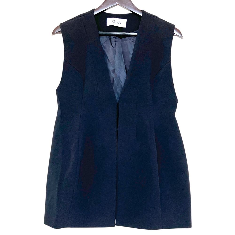 美品 RITAN リタン Curve Vest ベスト 295557001 サイズF ブラック レディース 古着 中古 USED