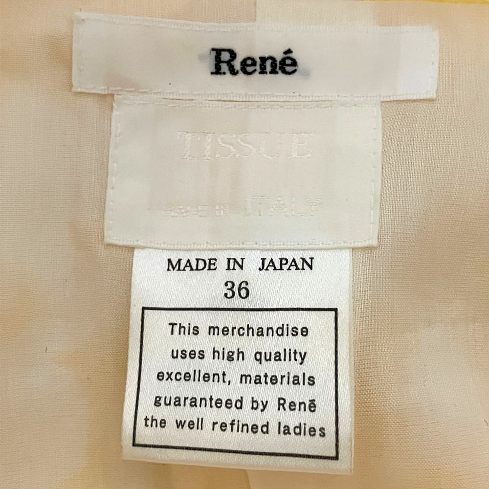 美品 Rene ルネ パール ジャガード ひざ丈 ノースリーブ ワンピース