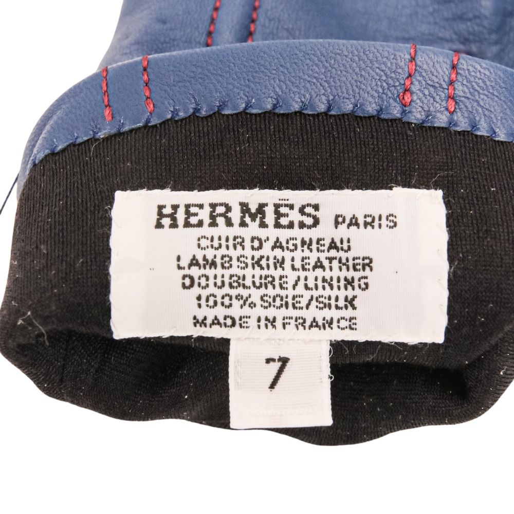 未使用 HERMES エルメス シェーヌダンクル ステッチ レザーグローブ
