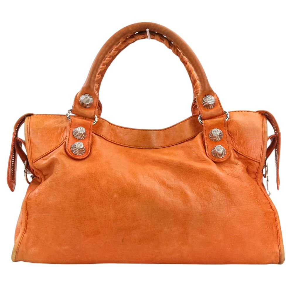 BALENCIAGA バレンシアガ ジャイアント シティ オレンジ/ゴールド金具 BALENCIAGA バレンシアガ ザ ジャイアントシティ レザー ハンドバッグ