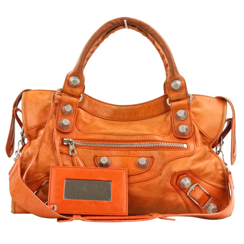 BALENCIAGA バレンシアガ ジャイアント シティ オレンジ/ゴールド金具 BALENCIAGA バレンシアガ ザ ジャイアントシティ レザー ハンドバッグ