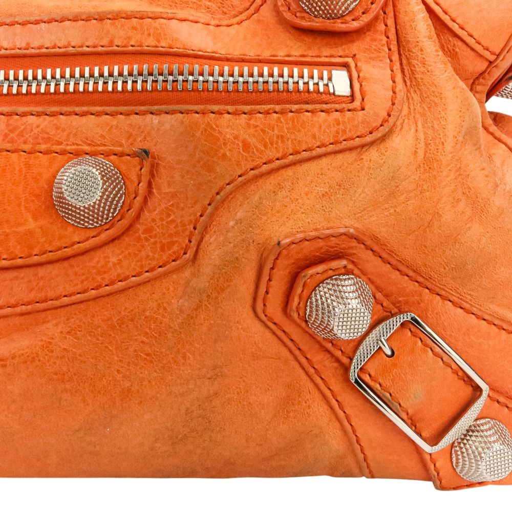 BALENCIAGA バレンシアガ ジャイアント シティ オレンジ/ゴールド金具 BALENCIAGA バレンシアガ ザ ジャイアントシティ レザー ハンドバッグ