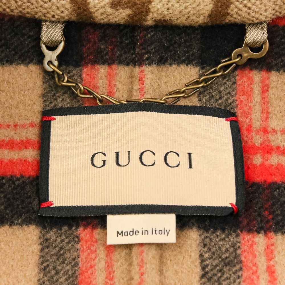 美品 GUCCI グッチ ジャンボ GG ウール ステンカラーコート 698708