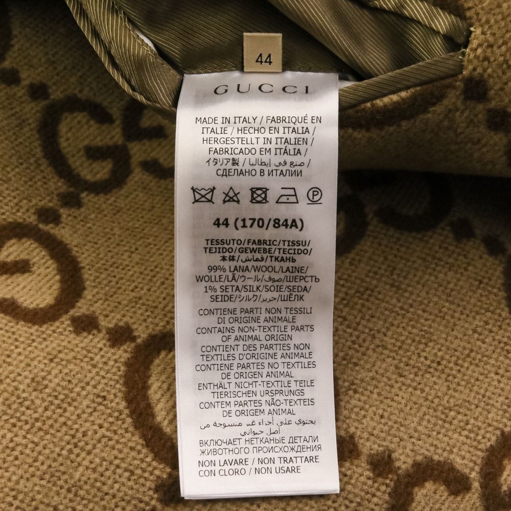 美品 GUCCI グッチ ジャンボ GG ウール ステンカラーコート 698708