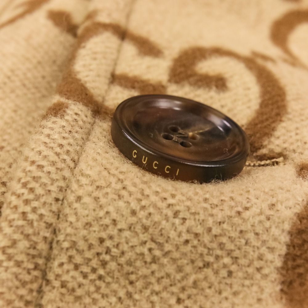 美品 GUCCI グッチ ジャンボ GG ウール ステンカラーコート 698708