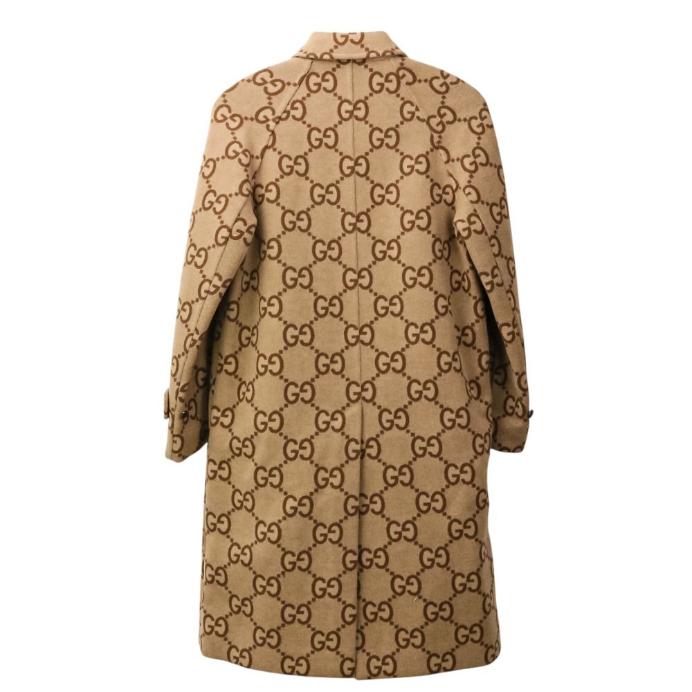 美品 GUCCI グッチ ジャンボ GG ウール ステンカラーコート 698708