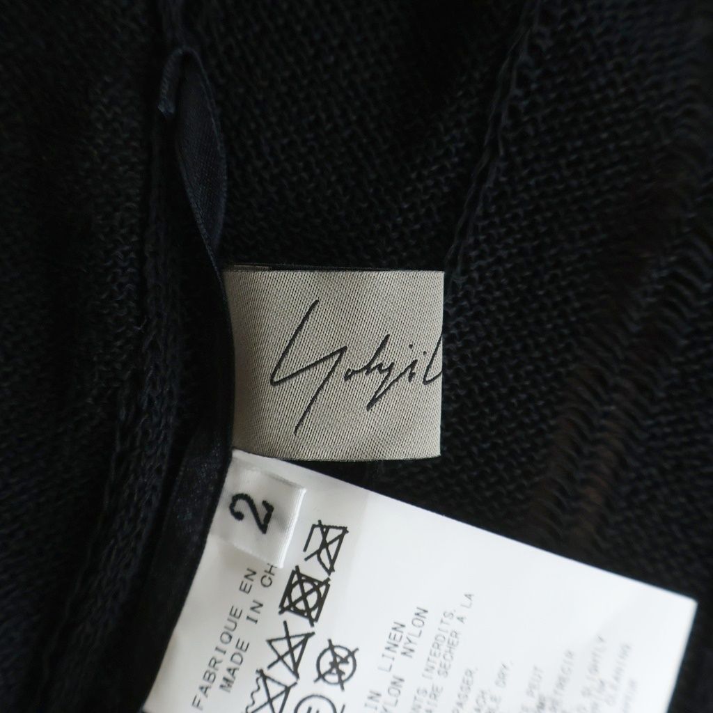 Y's ワイズ ヨウジヤマモト リネン混 ニットカーディガン 安全ピン 日本製 Yohji Yamamoto (ヨウジヤマモト) 安全ピン付 リネン混ナイロン