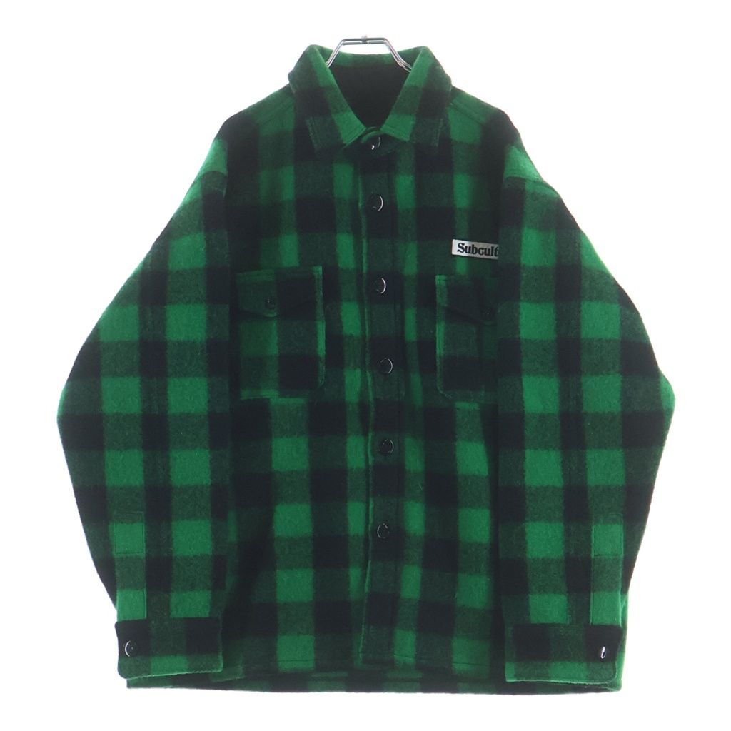 SUBCULTURE (サブカルチャー) 24AW BUFFALO CHECK JACKET バッファロー ウールチェックジャケット ブラック/グリーン SCJK-A2404