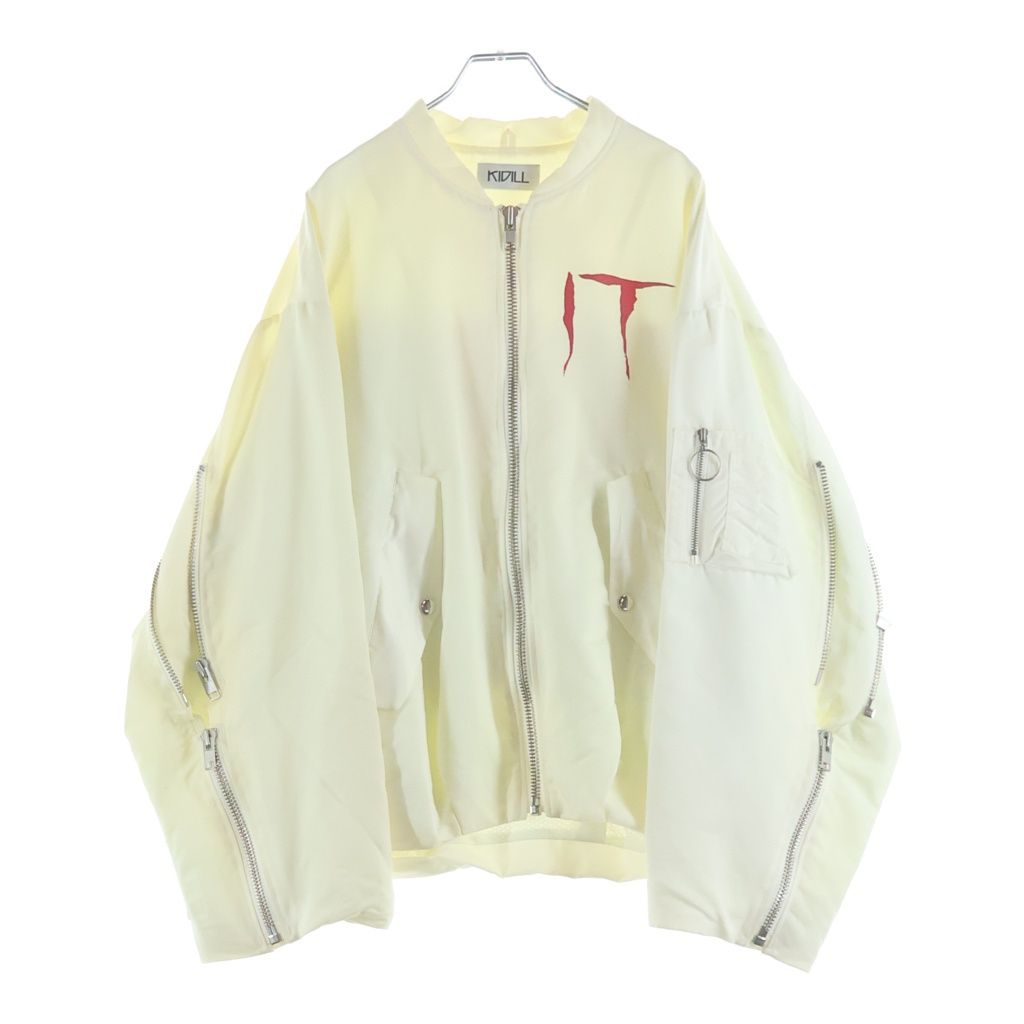 KIDILL キディル ×IT イット バックプリント ジップアップ MA-1 フライトジャケット ブルゾン ホワイト KL341 KIDILL (キディル) ×IT イット バックプリント ジップアップ MA-1