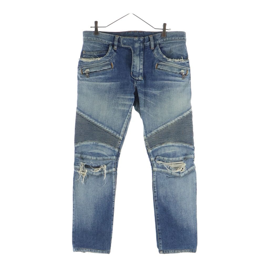BALMAIN (バルマン) Crash Biker Jeans W5HT551C710V ダメージ加工