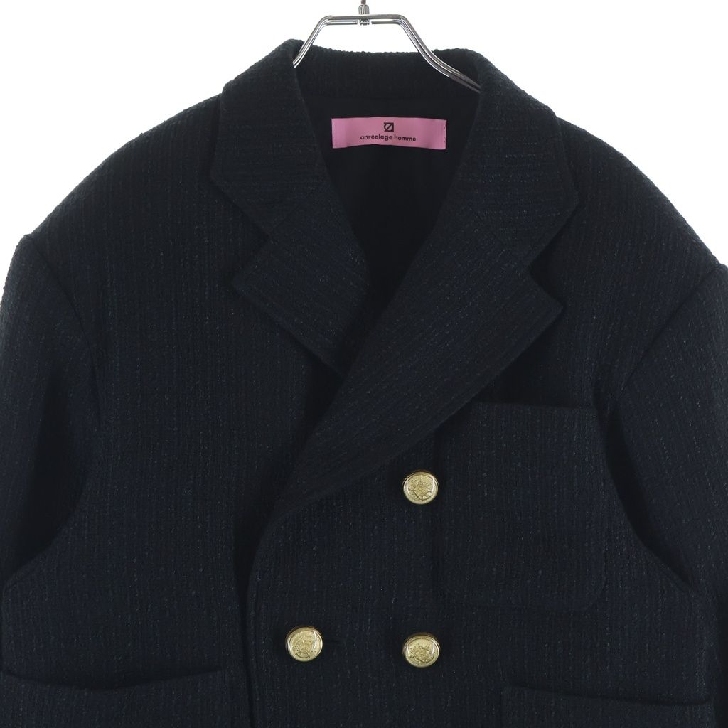 ANREALAGE アンリアレイジ DOUBLE BUTTON TWEED JACKET ダブルボタン ツイード ジャケット ブラック ANREALAGE (アンリアレイジ) DOUBLE BUTTON TWEED JACKET ダブルボタン