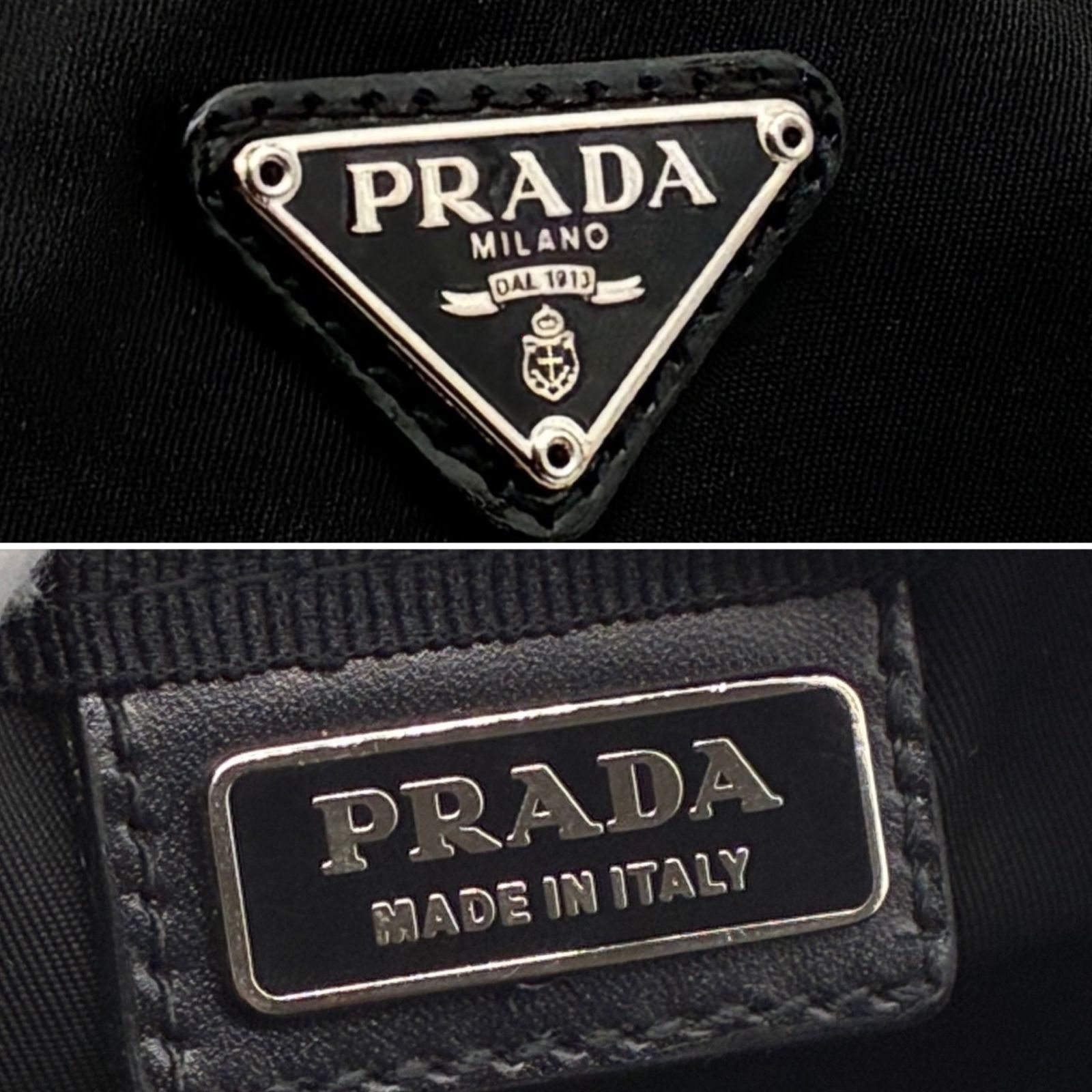 未使用保管品 プラダ PRADA ポーチ 化粧ポーチ 三角ロゴ プレート