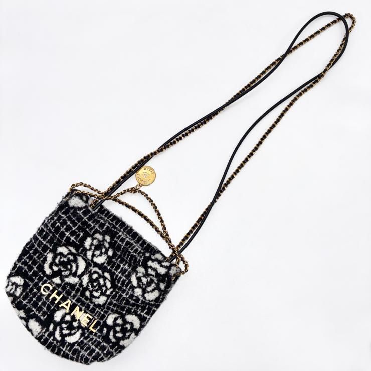 シャネル　ツイード　ミニカメリア CHANEL シャネル 22 ミニ ウール カメリア ツイード 2WAY ハンドバッグ