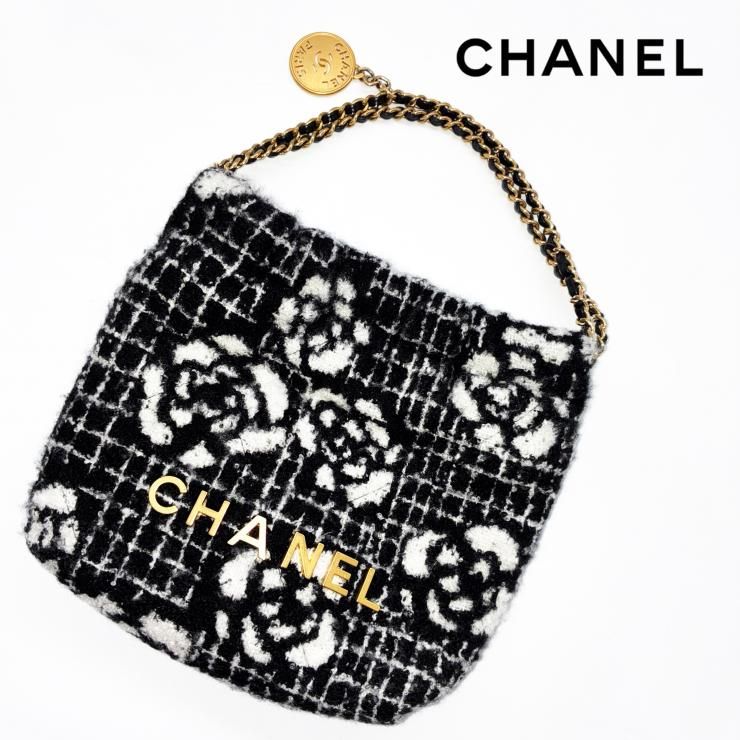 シャネル　ツイード　ミニカメリア CHANEL シャネル 22 ミニ ウール カメリア ツイード 2WAY ハンドバッグ