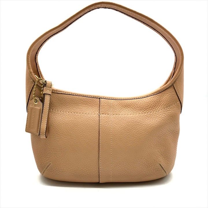 美品 COACH コーチ レザー ハンド ワンショルダー バッグ ベージュ レディース k3625