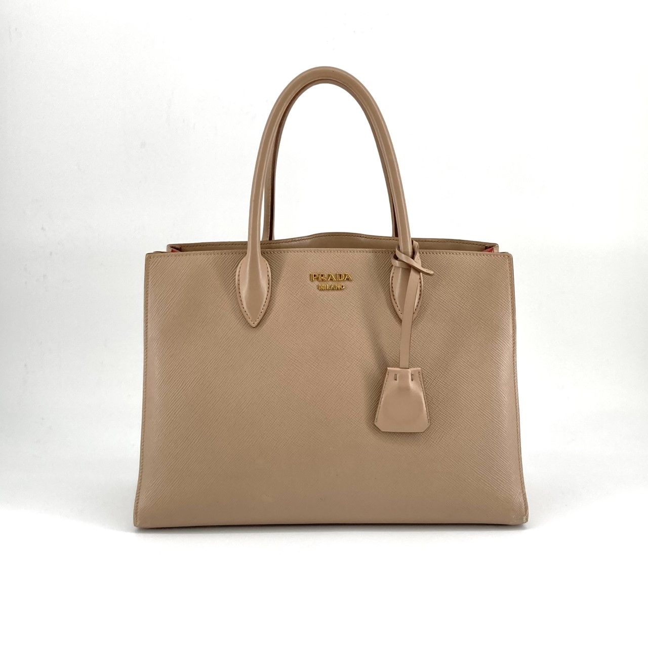 年末限定価額PRADA トートバッグ ベージュ/ブラウン PRADA（プラダ） ビブリオテーク 1BG098 トートバッグ ベージュ - メルカリ
