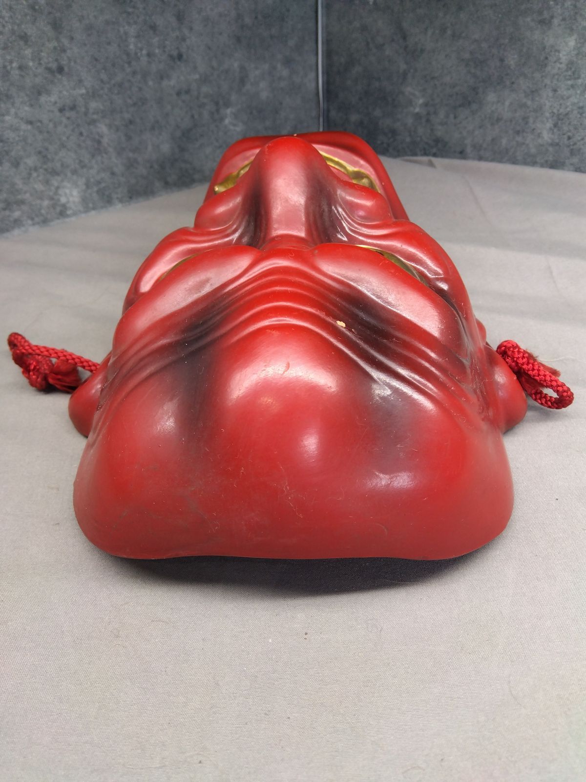 鬼面 赤鬼 お面 神楽面 飾り面 民芸品 魔除け 縁起物 壁掛け＃1393