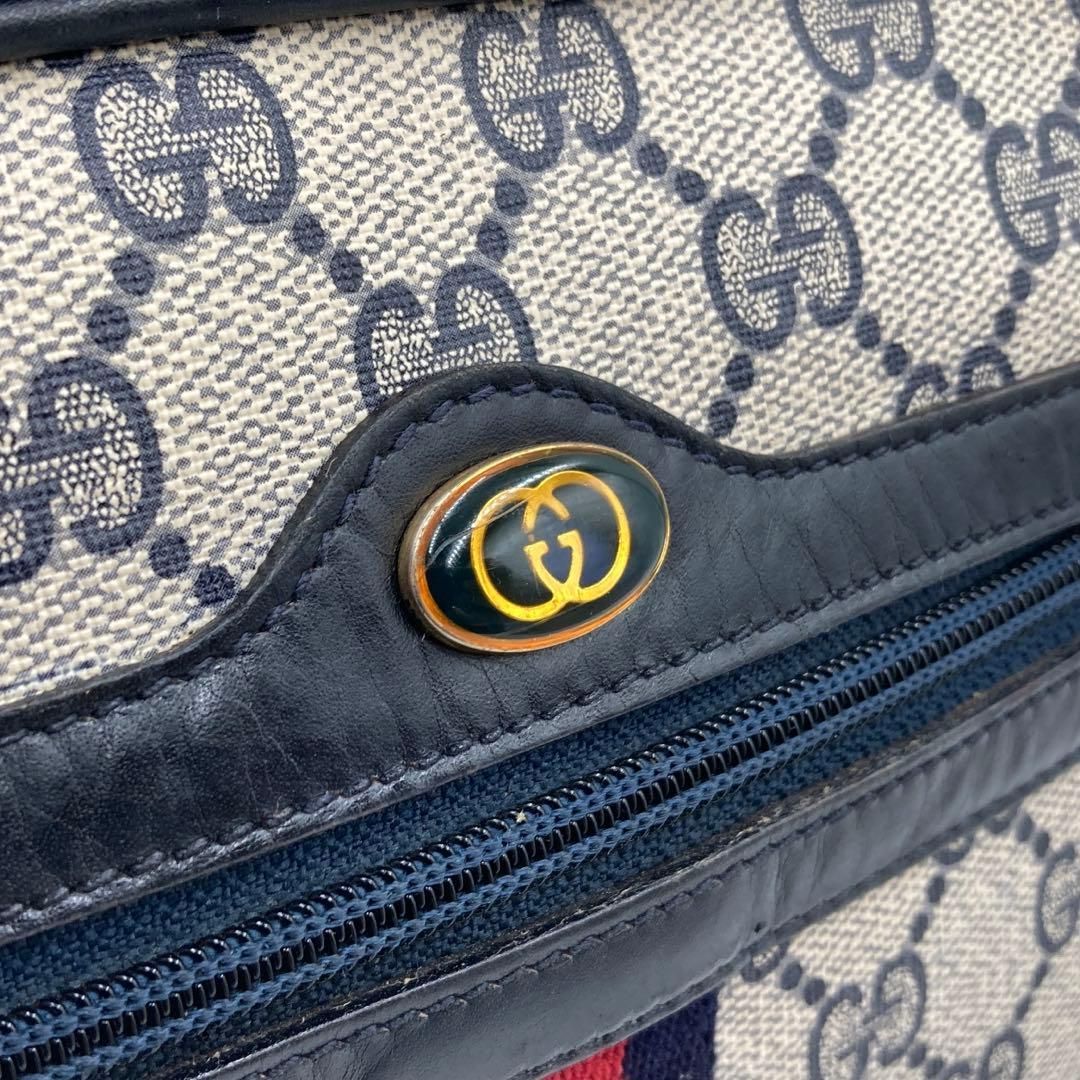 GUCCI オールドグッチ ショルダーバッグ GG シェリーライン ネイビー