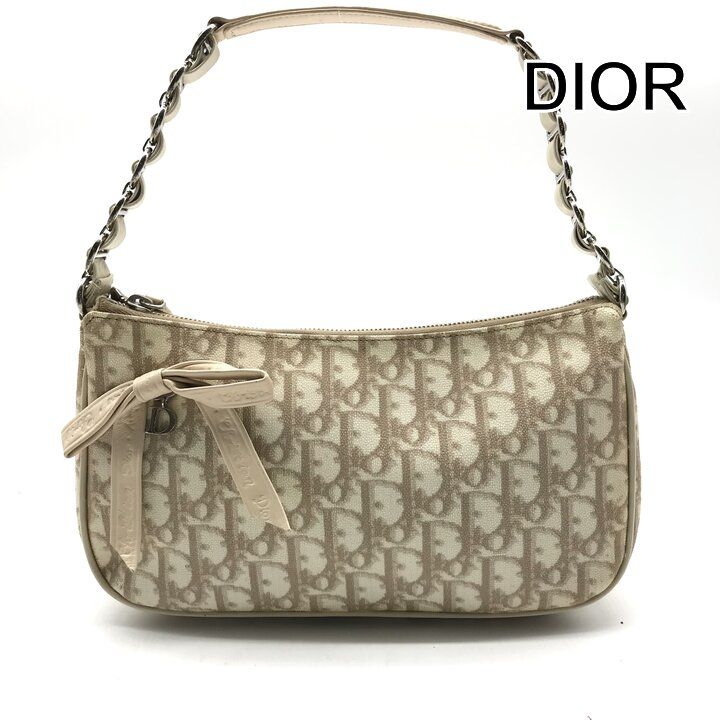美品 Christian Dior ディオール トロッター リボン PVC レザー ミニ