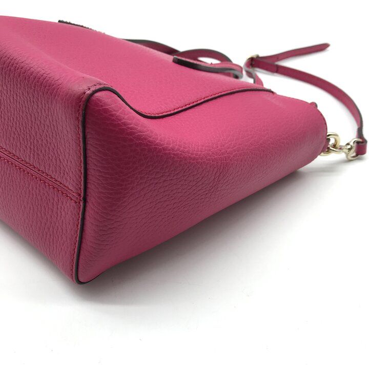 GUCCI ピンク レザー ショルダーバッグ 美品 GUCCI グッチ レザー 2WAY ハンド ショルダー バッグ 斜め掛け