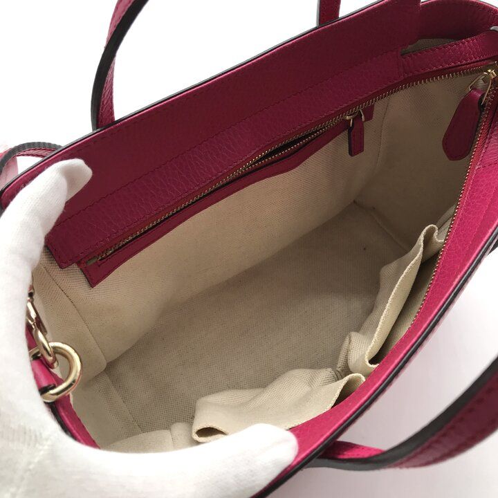 GUCCI ピンク レザー ショルダーバッグ 美品 GUCCI グッチ レザー 2WAY ハンド ショルダー バッグ 斜め掛け