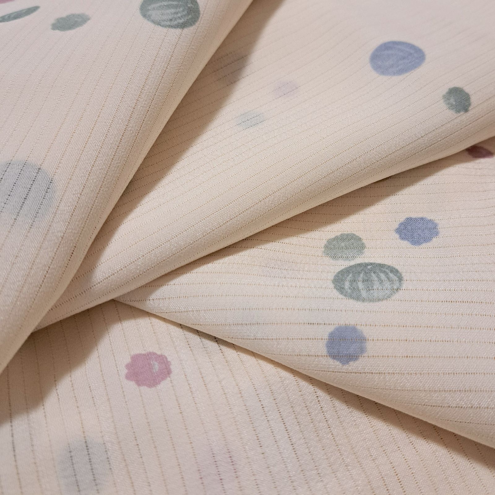 洗える夏着物・絽・小紋】美品 裄長 クリーム色 あめ玉 こんぺいとう