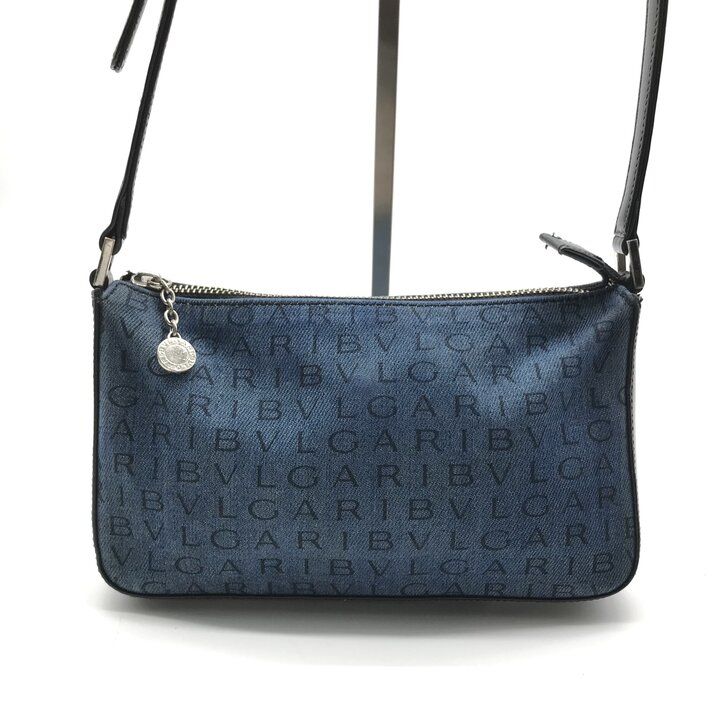 美品 BVLGARI ブルガリ ロゴマニア デニム ミニ ワンショルダー バッグ