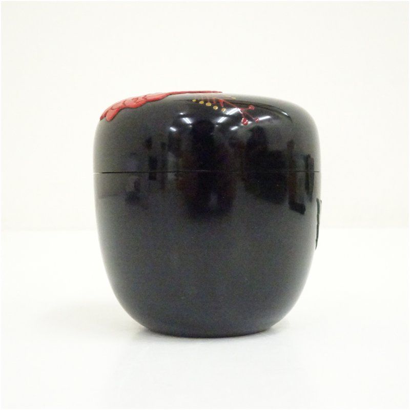 ハイビスカス蒔絵 中棗 茶道 茶道具 おしゃれ 茶器 なつめ 茶入 薄茶器