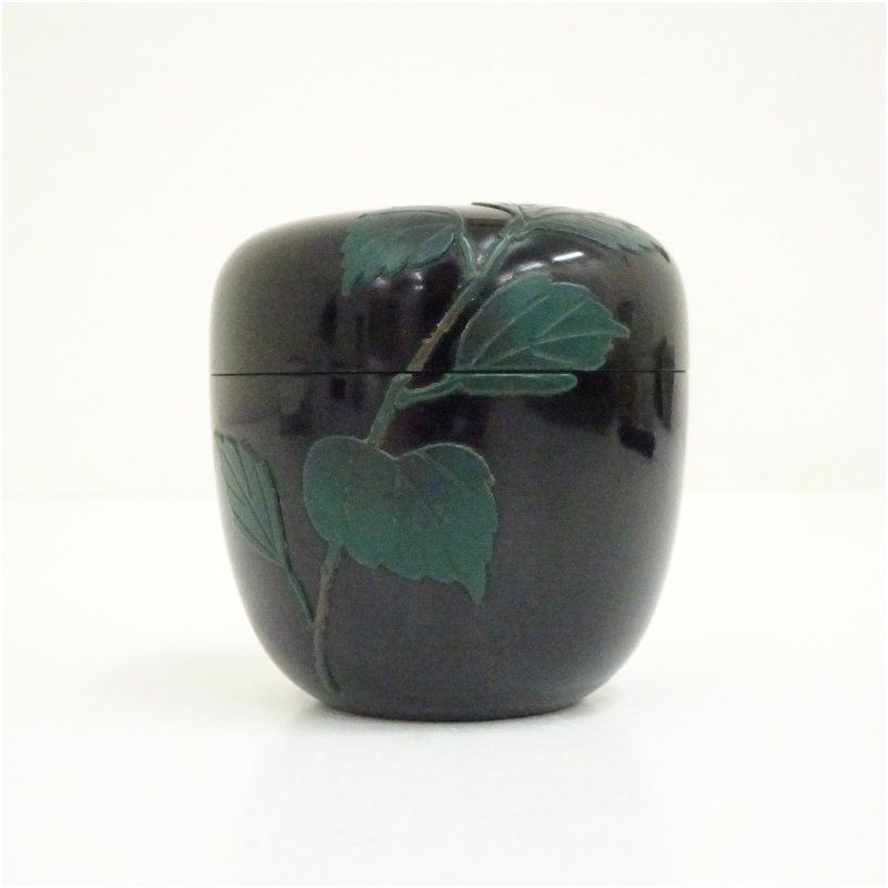 ハイビスカス蒔絵 中棗 茶道 茶道具 おしゃれ 茶器 なつめ 茶入 薄茶器